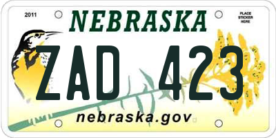NE license plate ZAD423