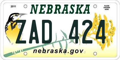 NE license plate ZAD424