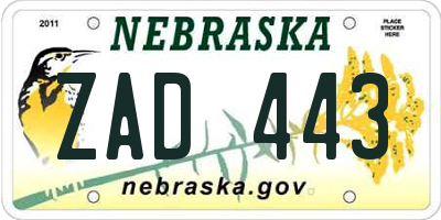 NE license plate ZAD443