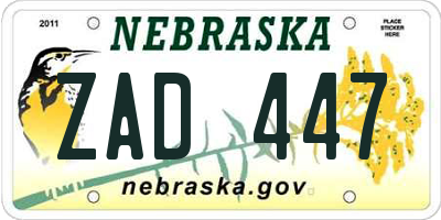 NE license plate ZAD447