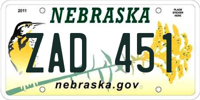 NE license plate ZAD451