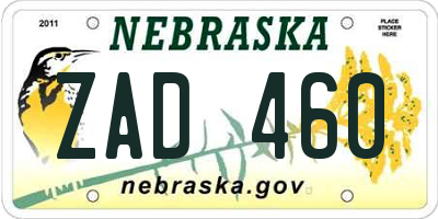 NE license plate ZAD460