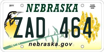 NE license plate ZAD464