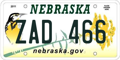 NE license plate ZAD466