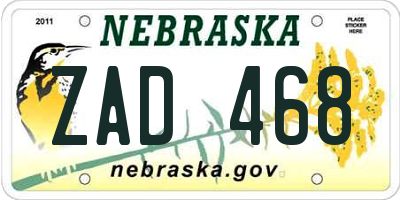 NE license plate ZAD468