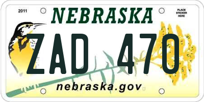 NE license plate ZAD470