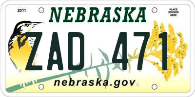 NE license plate ZAD471