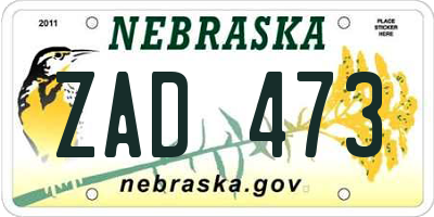 NE license plate ZAD473