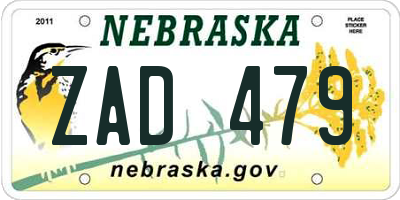 NE license plate ZAD479