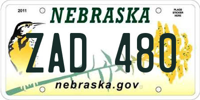 NE license plate ZAD480