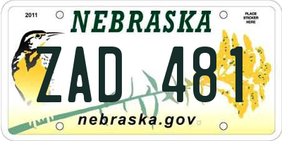 NE license plate ZAD481
