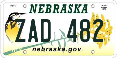 NE license plate ZAD482