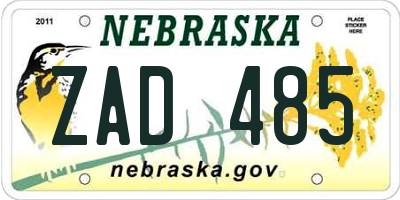 NE license plate ZAD485