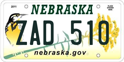 NE license plate ZAD510