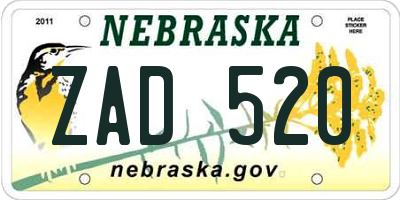 NE license plate ZAD520