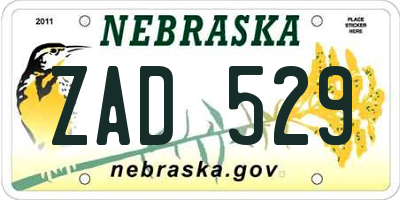 NE license plate ZAD529