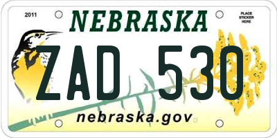 NE license plate ZAD530