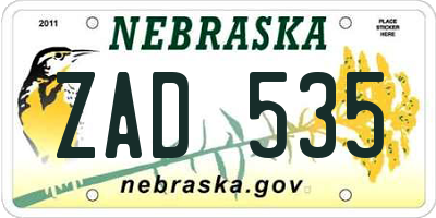 NE license plate ZAD535
