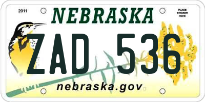 NE license plate ZAD536
