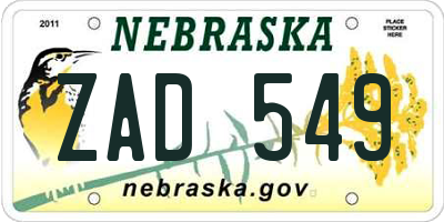 NE license plate ZAD549