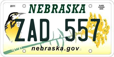 NE license plate ZAD557