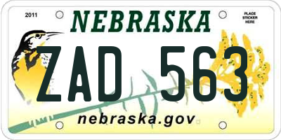 NE license plate ZAD563