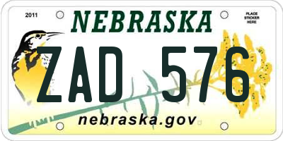 NE license plate ZAD576