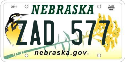 NE license plate ZAD577