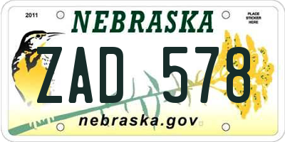 NE license plate ZAD578