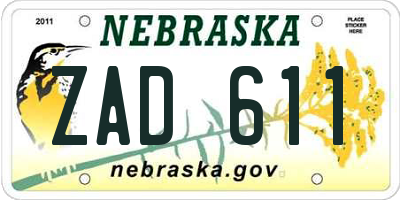 NE license plate ZAD611