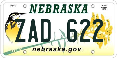 NE license plate ZAD622