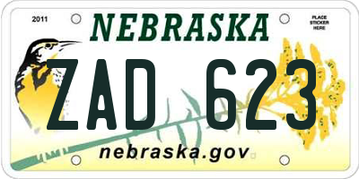 NE license plate ZAD623