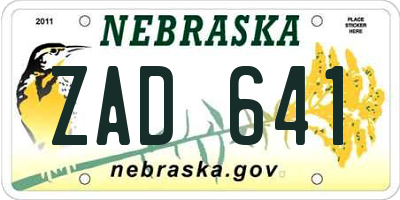 NE license plate ZAD641