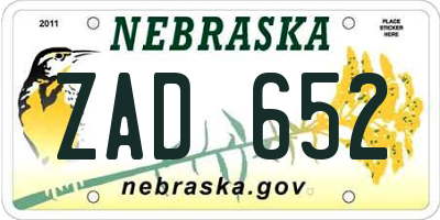NE license plate ZAD652
