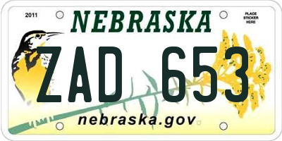NE license plate ZAD653
