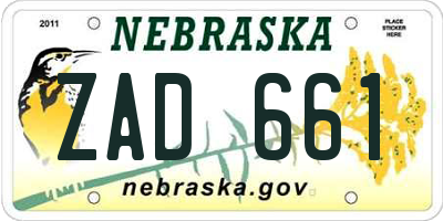 NE license plate ZAD661