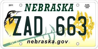 NE license plate ZAD663