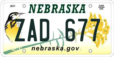 NE license plate ZAD677
