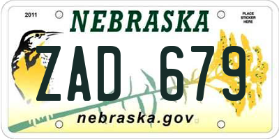 NE license plate ZAD679