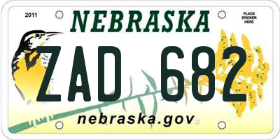 NE license plate ZAD682
