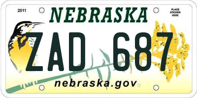 NE license plate ZAD687
