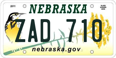 NE license plate ZAD710