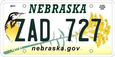 NE license plate ZAD727
