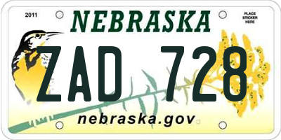NE license plate ZAD728