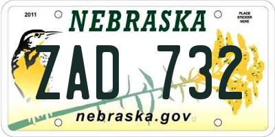 NE license plate ZAD732