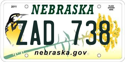 NE license plate ZAD738