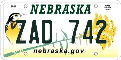 NE license plate ZAD742