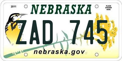 NE license plate ZAD745