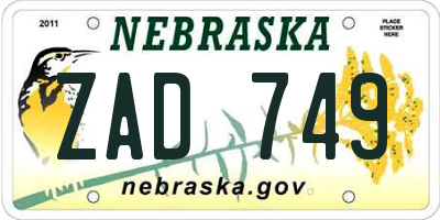 NE license plate ZAD749