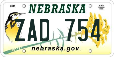 NE license plate ZAD754